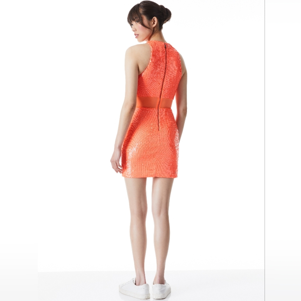 Alice + Olivia Cara Sequin Mesh Cut Out Mini Dress - Picture 3 of 14